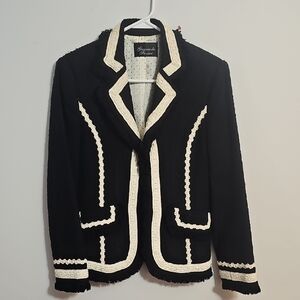 VINTAGE Ferrari Black and Cream Women's Blazer Size 4